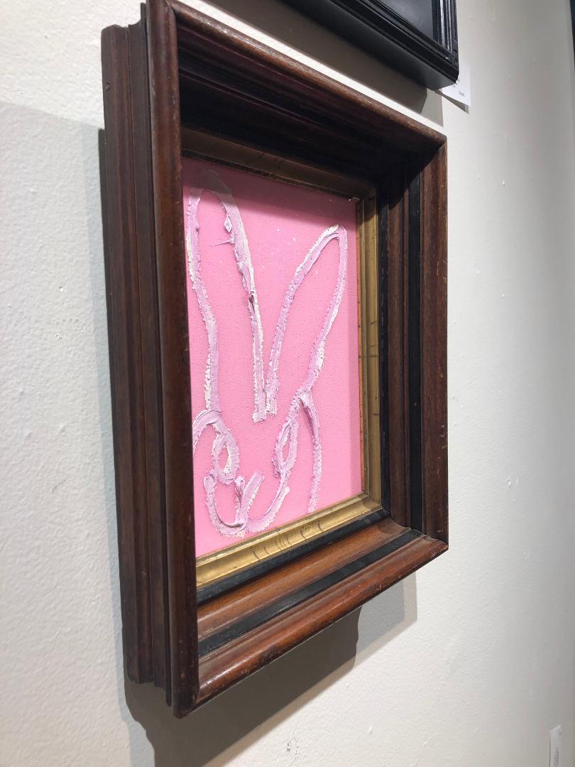 White Bunny on Pink Diamond Dust - Brown Animal Painting by Hunt Slonem