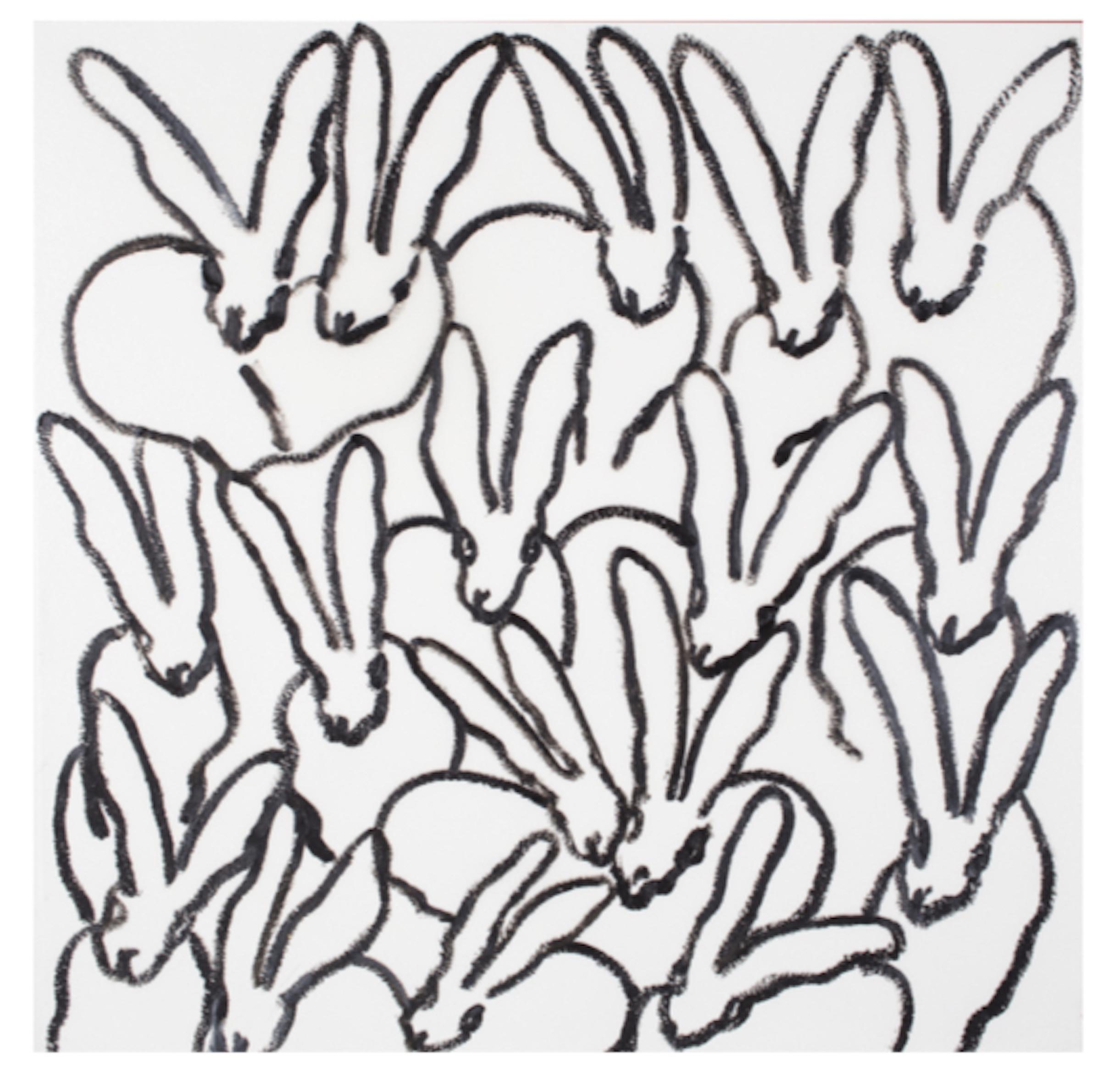 Hunt Slonem Animal Painting – White diamond dust bunnies