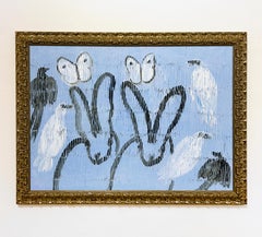 Hunt Slonem "Whydahs in Blue" Bunnies, Butterflies & Birds