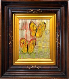 "Yellow Sulphurs" Yellow Butterflies on Gold and Silver Background with Scoring 