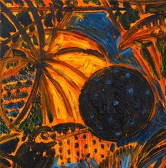 Hunt Slonem "Palms & Toucans" Oil on Canvas, 1989