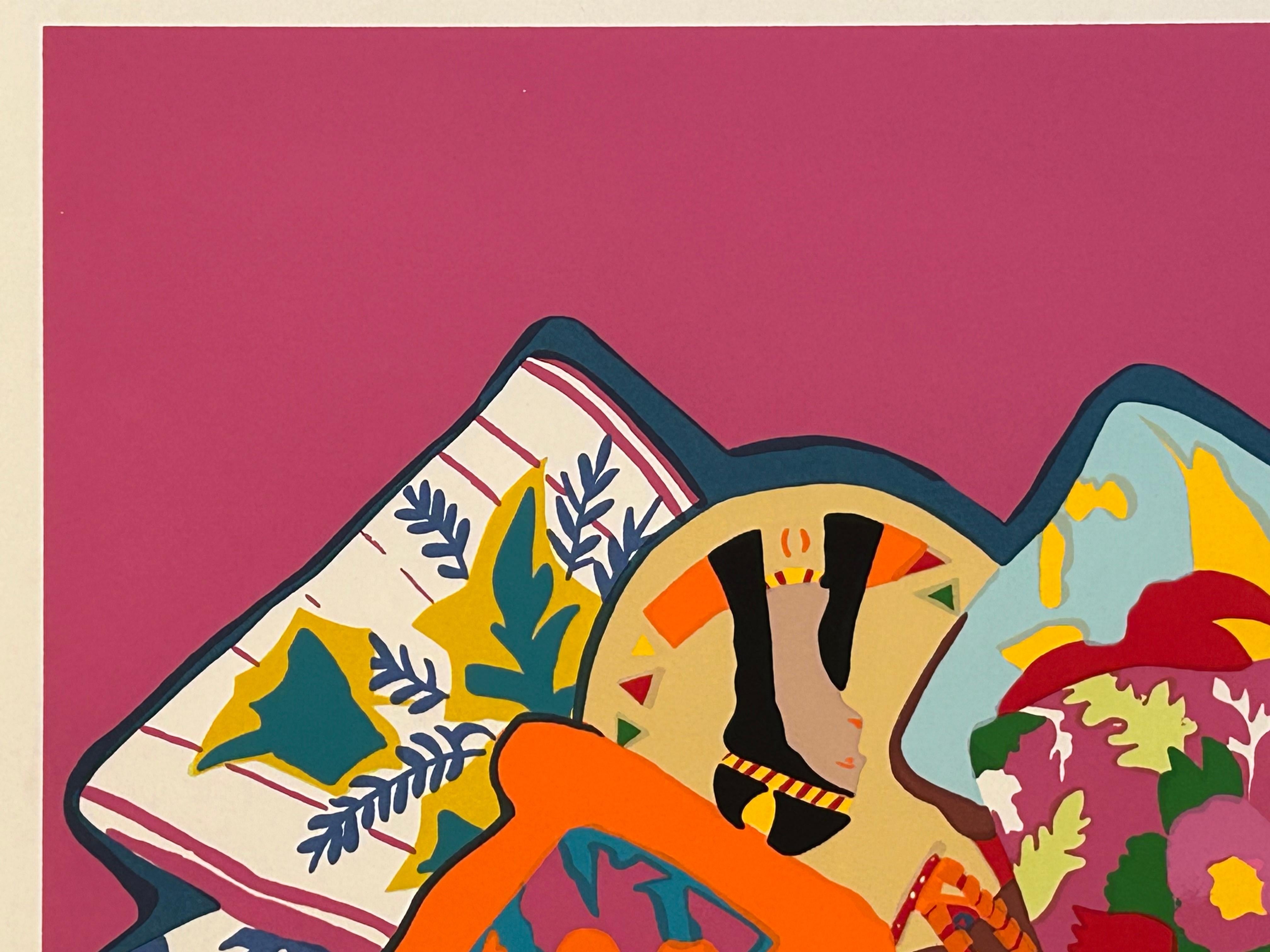 American Hunt Slonem Pillow Garden Pop Art Lithograph For Sale