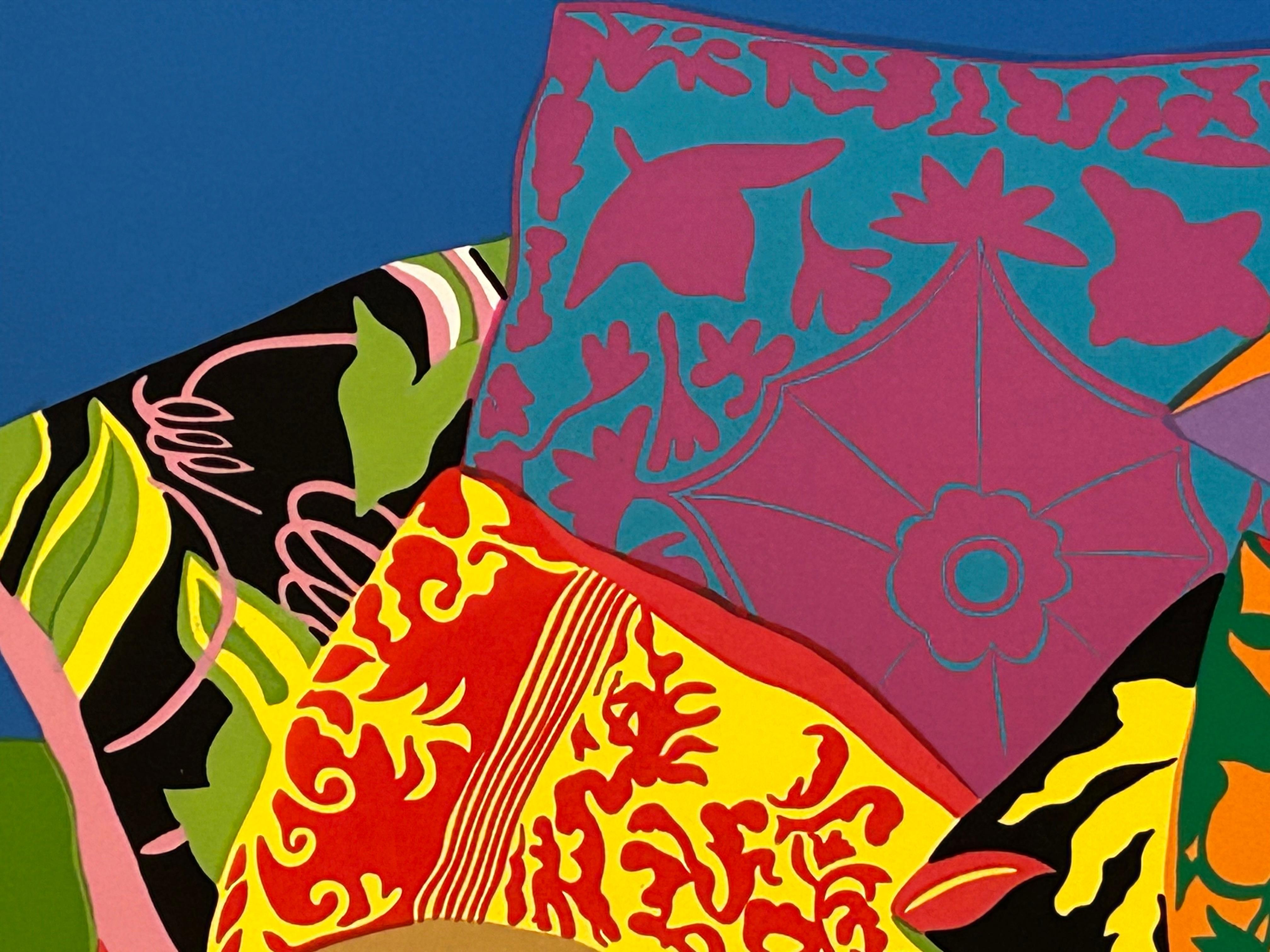 Hunt Slonem “Pillow Garden” Pop Art Screenprint In Excellent Condition For Sale In Woodbury, CT
