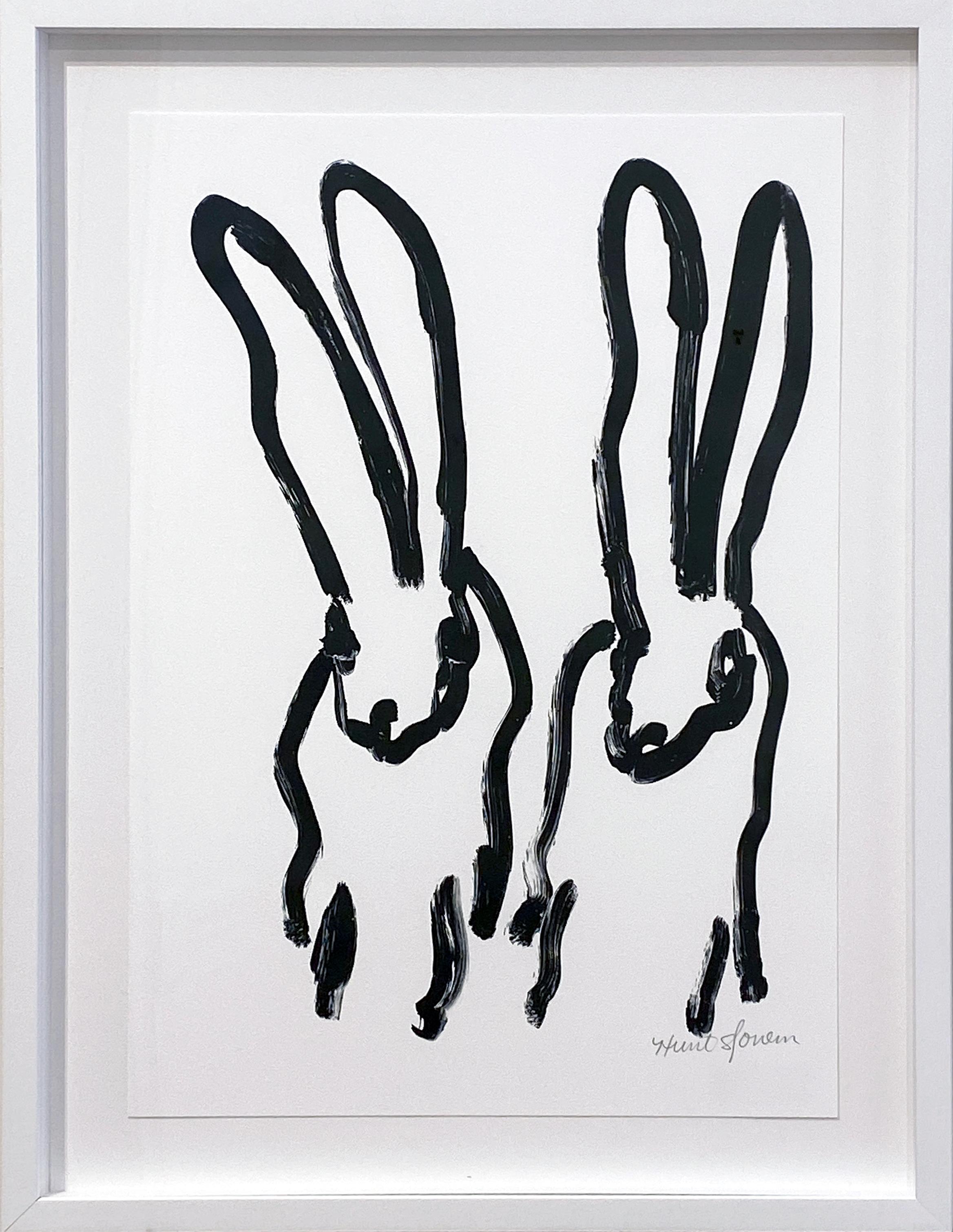 Hunt Slonem Animal Print - BW Bunny 1
