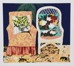 „Chair Duet“, signierter expressionistischer Siebdruck von Hunt Slonem