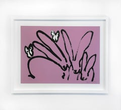 Hunt Slonem "Autumn Sunrise Bunnies" Bunnies, Butterflies