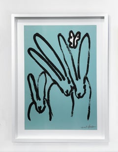 Hunt Slonem "Blue Celeste Bunnies" Bunnies, Butterflies