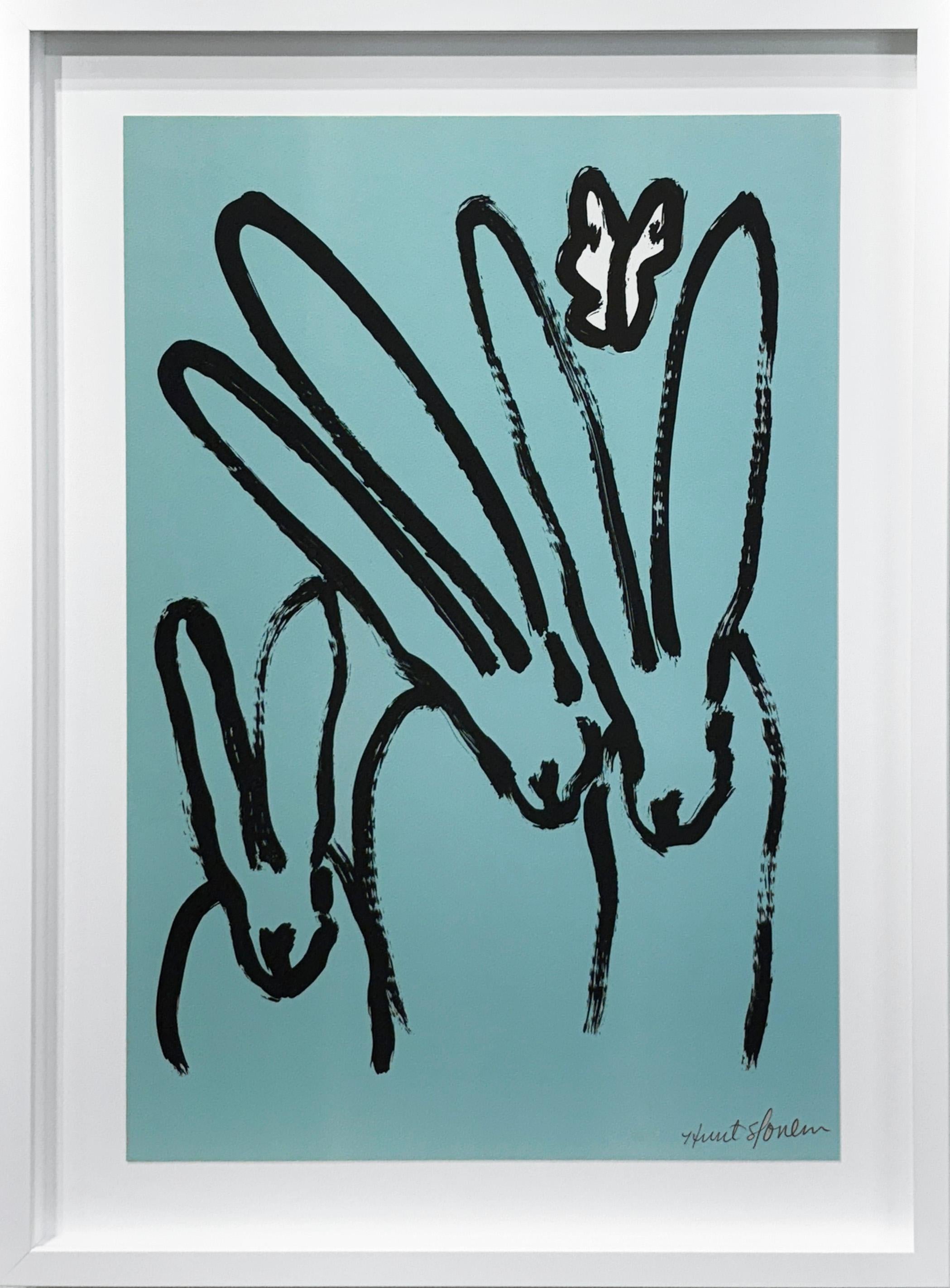 Artist:  Slonem, Hunt
Title:  Blue Celeste Bunnies
Series:  Bunnies
Date:  2025
Medium:  Lithograph on Paper
Unframed Dimensions:  24" x 16"
Framed Dimensions:  29" x 22" x 1.25"
Signature:  Pencil signed
Edition:  1-16/16, with 5 PP and 4
