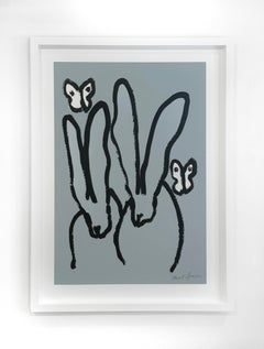 Hunt Slonem "Early Spring Bunnies" Bunnies, Butterflies