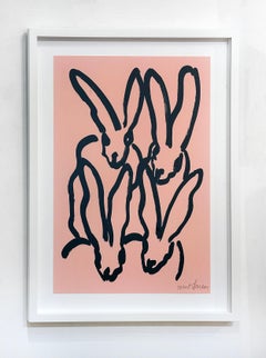 Hunt Slonem "Peach Bunnies" Lithograph (print)