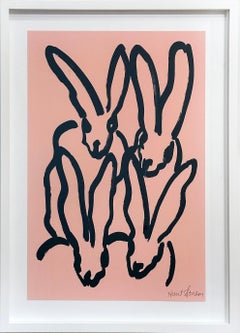 Hunt Slonem "Peach Bunnies" Lithograph (print)