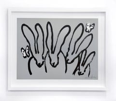 Hunt Slonem "Snow Cloud Bunnies" Bunnies, Butterflies