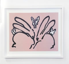 Hunt Slonem "Sommerdämmerungshasen" Hasen, Schmetterlinge