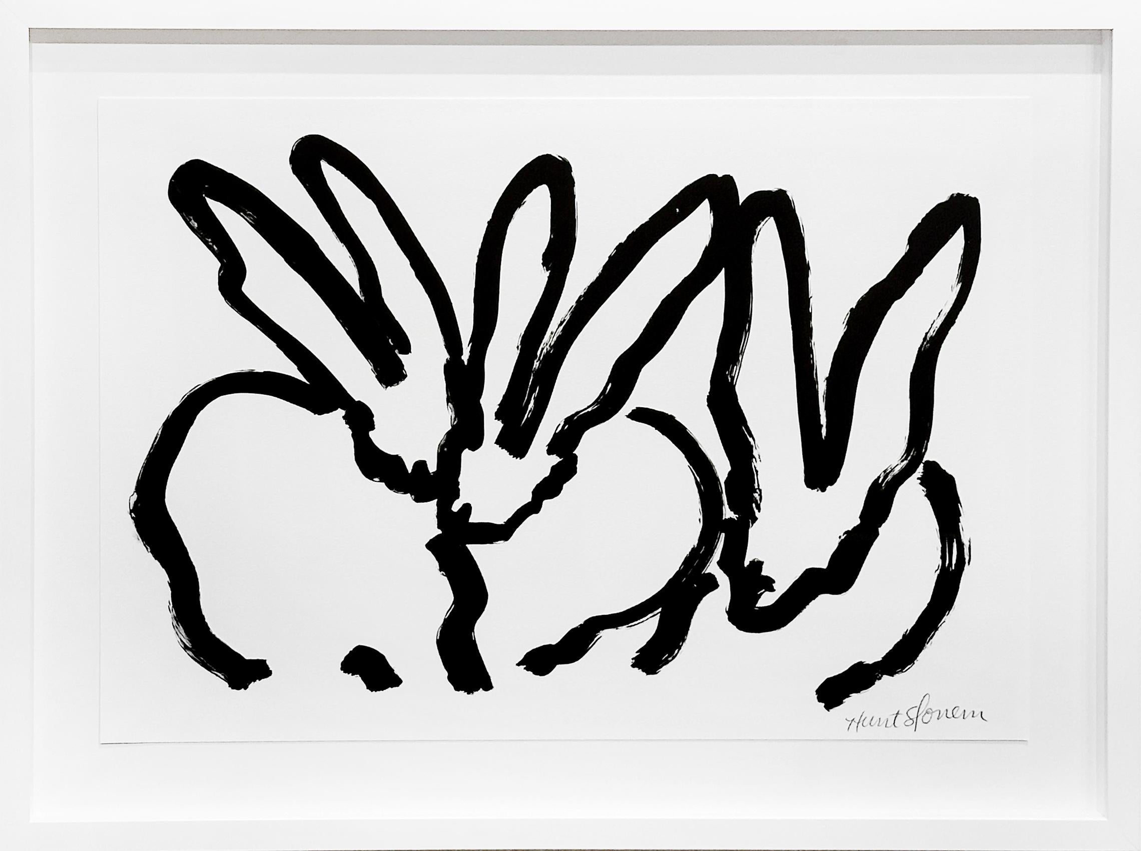Hunt Slonem "Conejitos blancos V" Litografía (impresión)