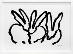 Hunt Slonem "White Bunnies V" Lithograph (print)