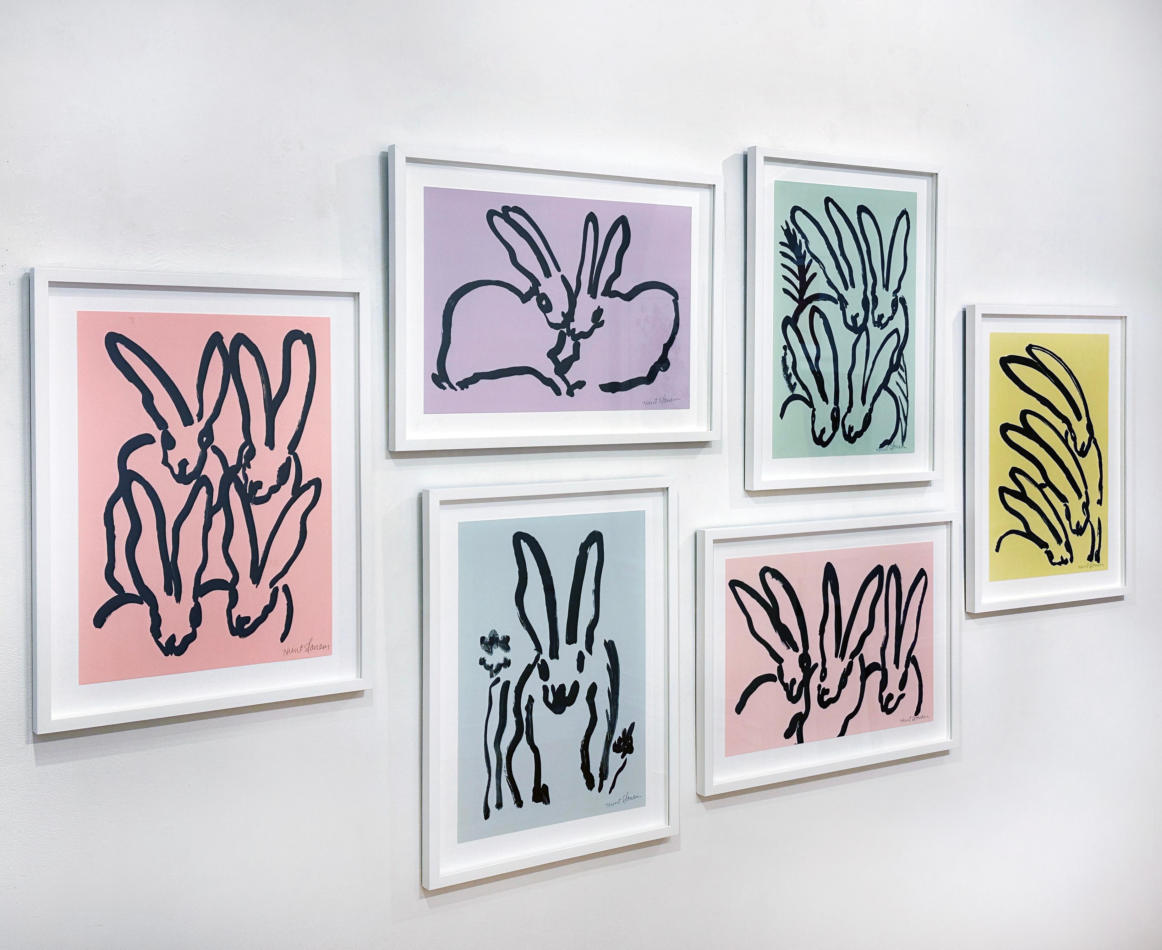 Lilac Bunnies - Contemporary Print by Hunt Slonem