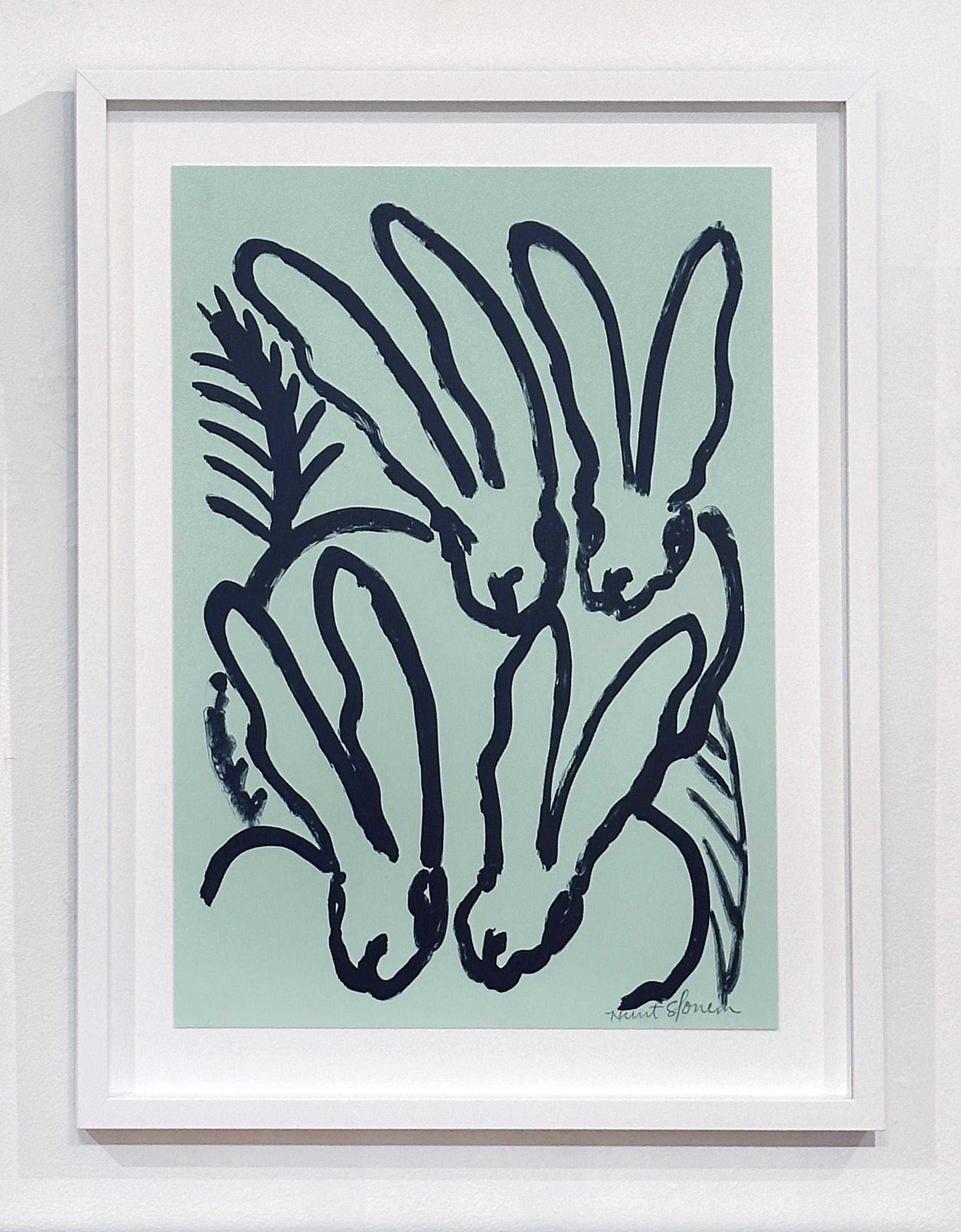 Mint Bunnies - Contemporary Print by Hunt Slonem