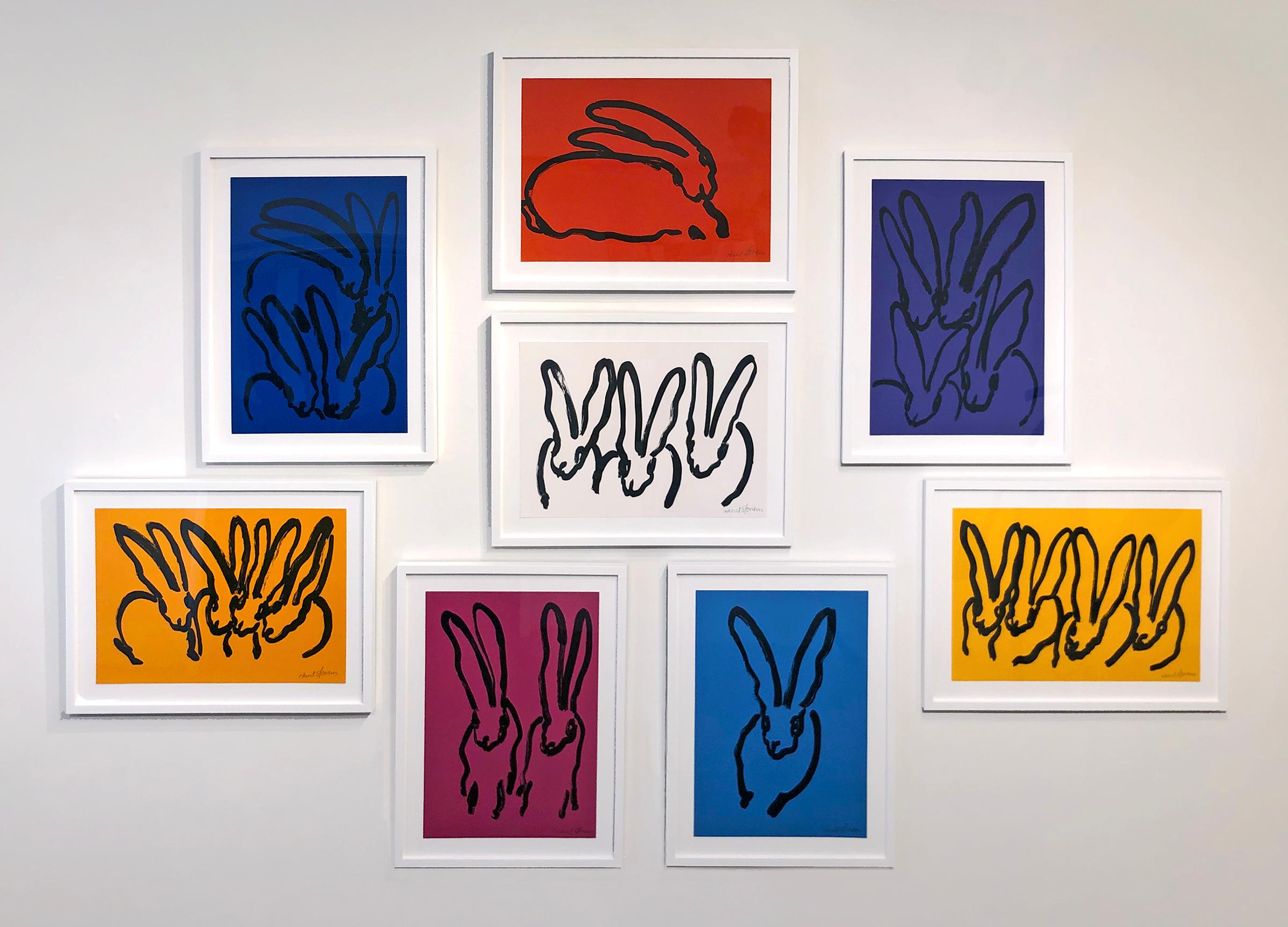Orange Bunnies - Contemporary Print by Hunt Slonem