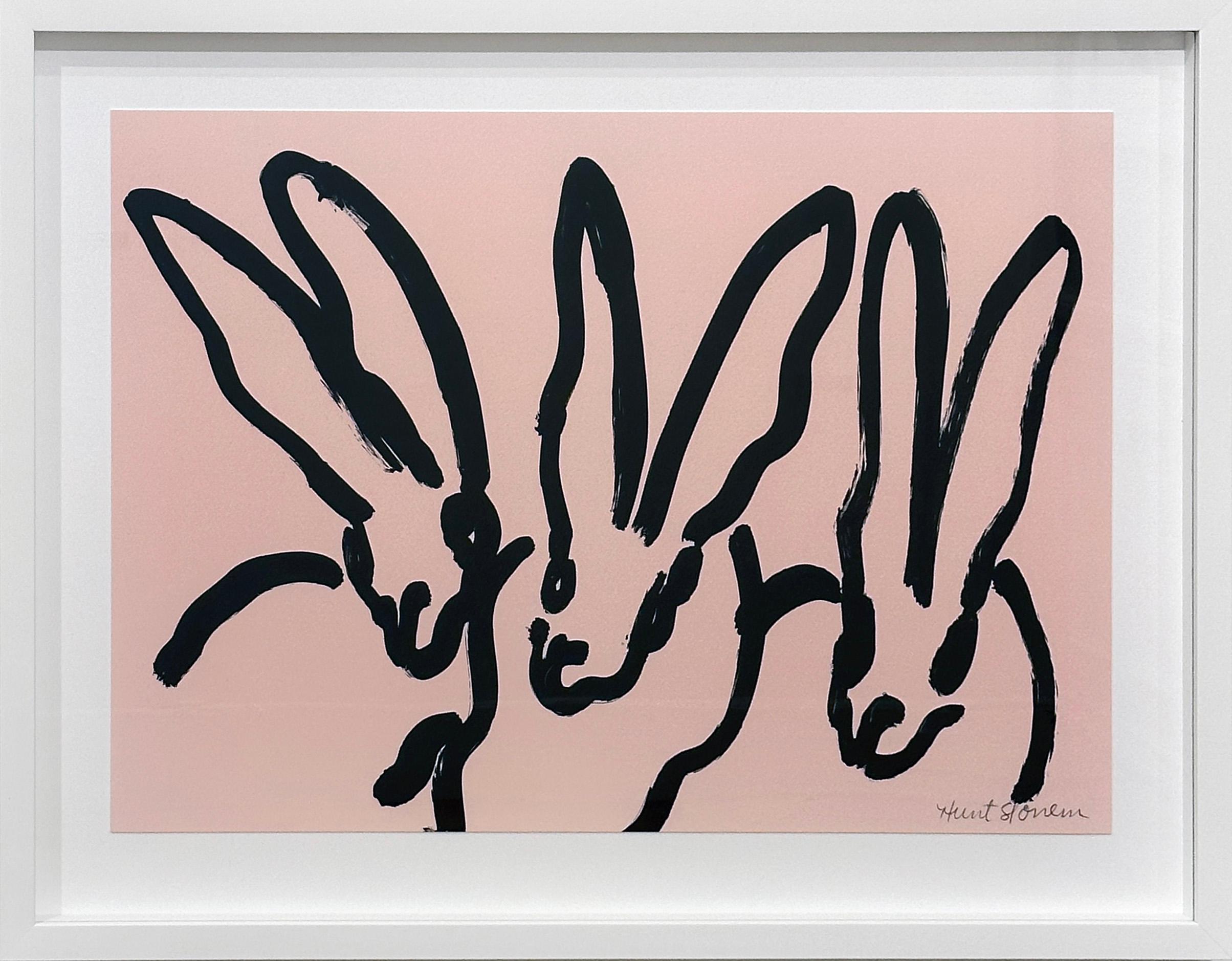 Hunt Slonem Animal Print - Pale Pink Bunnies