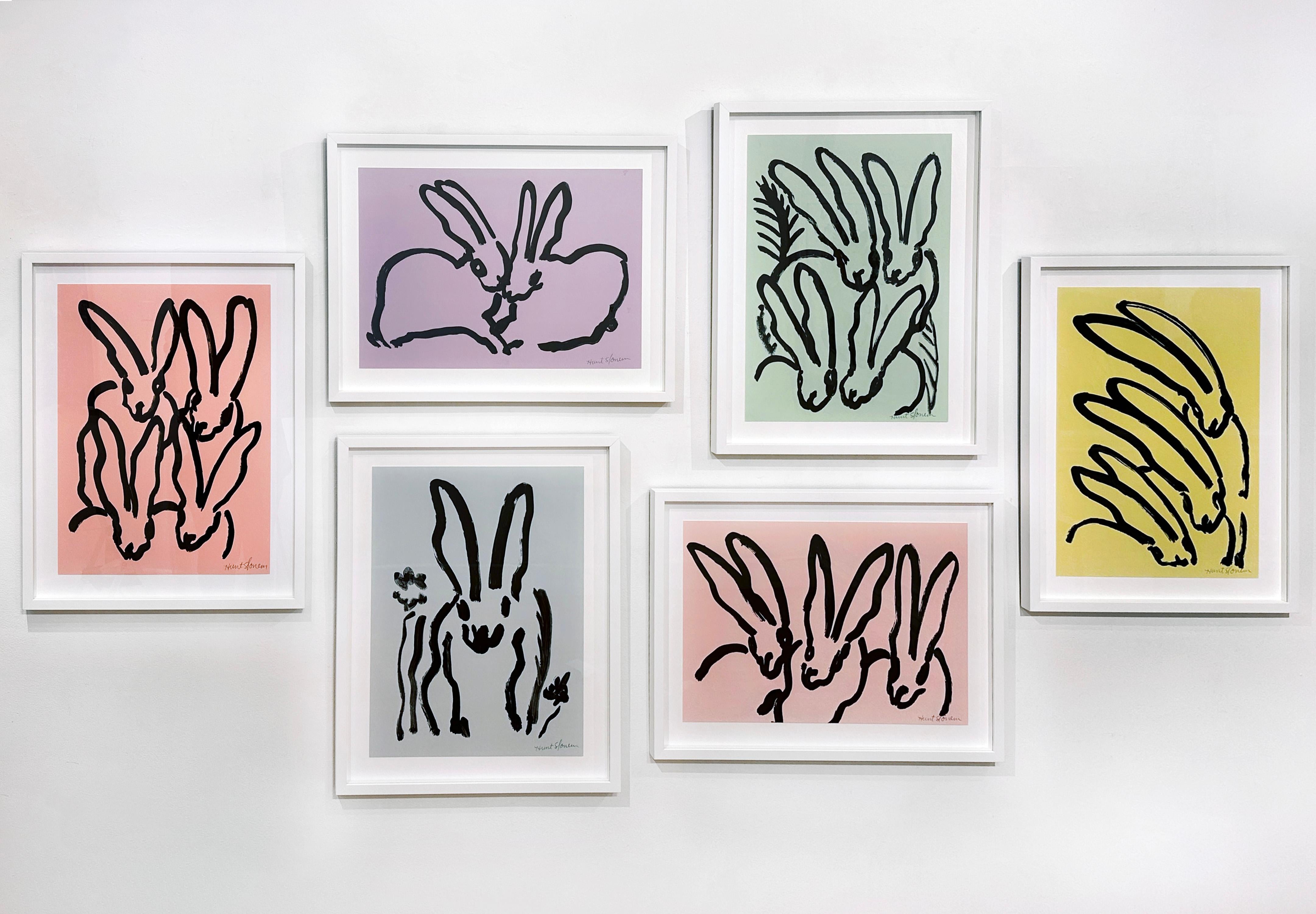 Peach Bunnies - Contemporary Print by Hunt Slonem