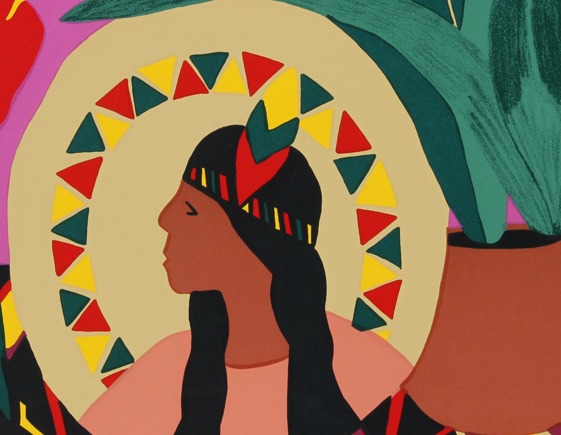Coussin Pocahontas II, sérigraphie Pop Art de Hunt Slonem en vente 1
