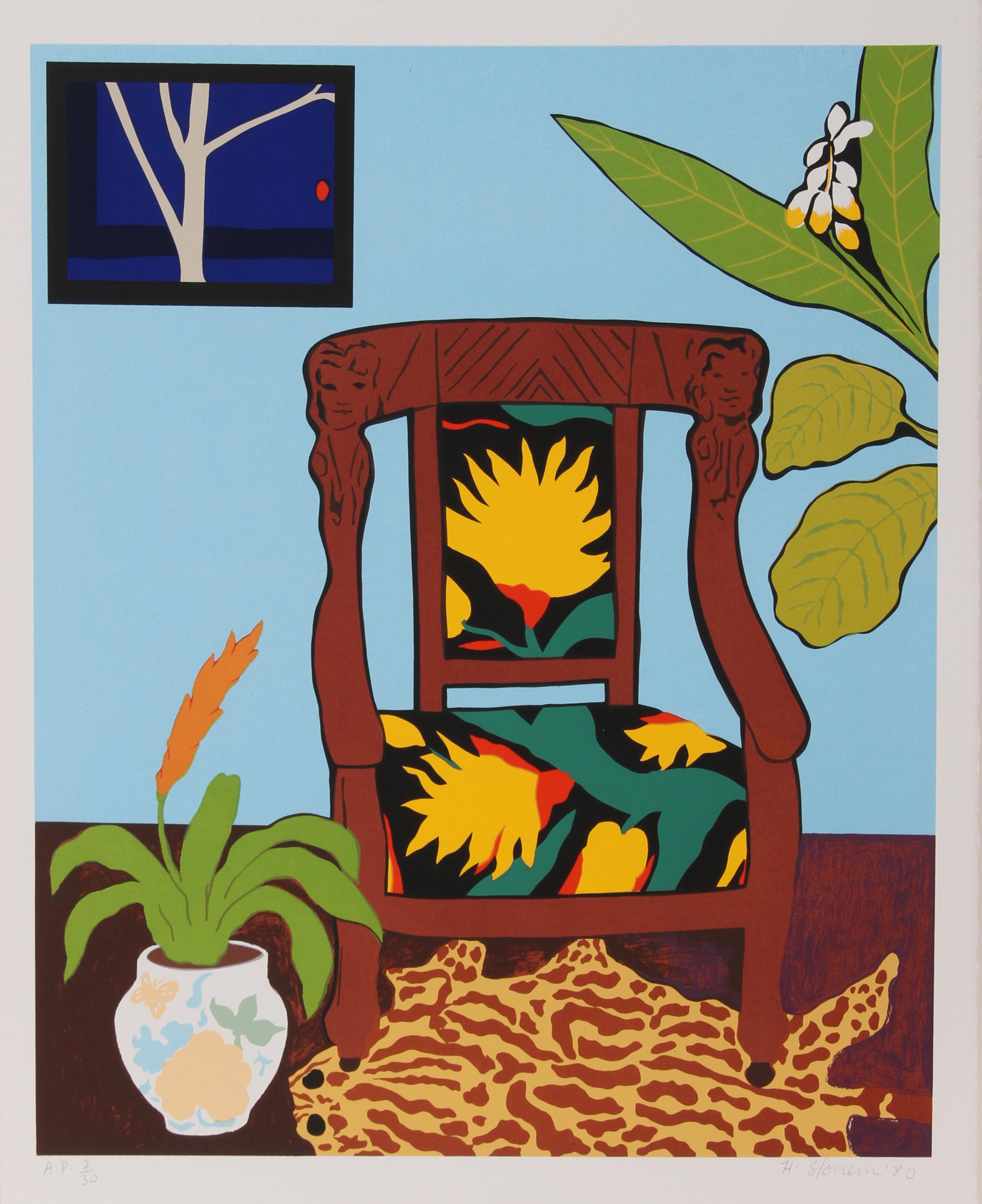 Artist:  Hunt Slonem, American (1951 - )
Title:  Shell Ginger
Year:  Circa 1980
Medium:  Serigraph, signed and numbered in pencil
Edition:  175, AP 30
Image Size:  25 x 20 inches
Size:  30 in. x 22 in. (76.2 cm x 55.88 cm)