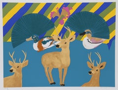 Vintage Three Deer, Pop Art Screenprint by Hunt Slonem