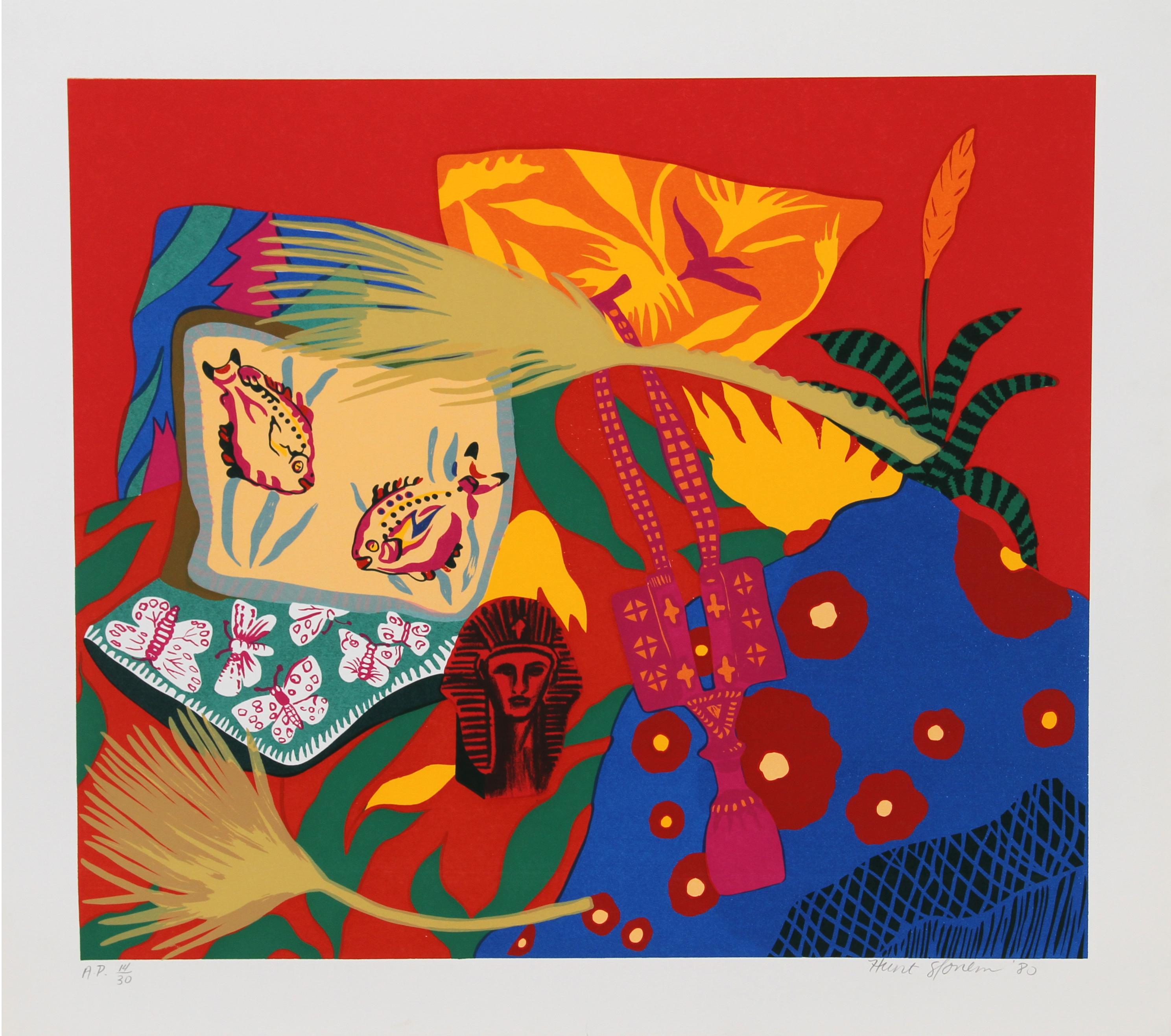 Artist:  Hunt Slonem, American (1951 - )
Title:  Tribute
Year:  1980
Medium:  Serigraph, signed and numbered in pencil
Edition:  AP 30
Image Size:  22 x 25 inches
Size:  26 in. x 29.5 in. (66.04 cm x 74.93 cm)