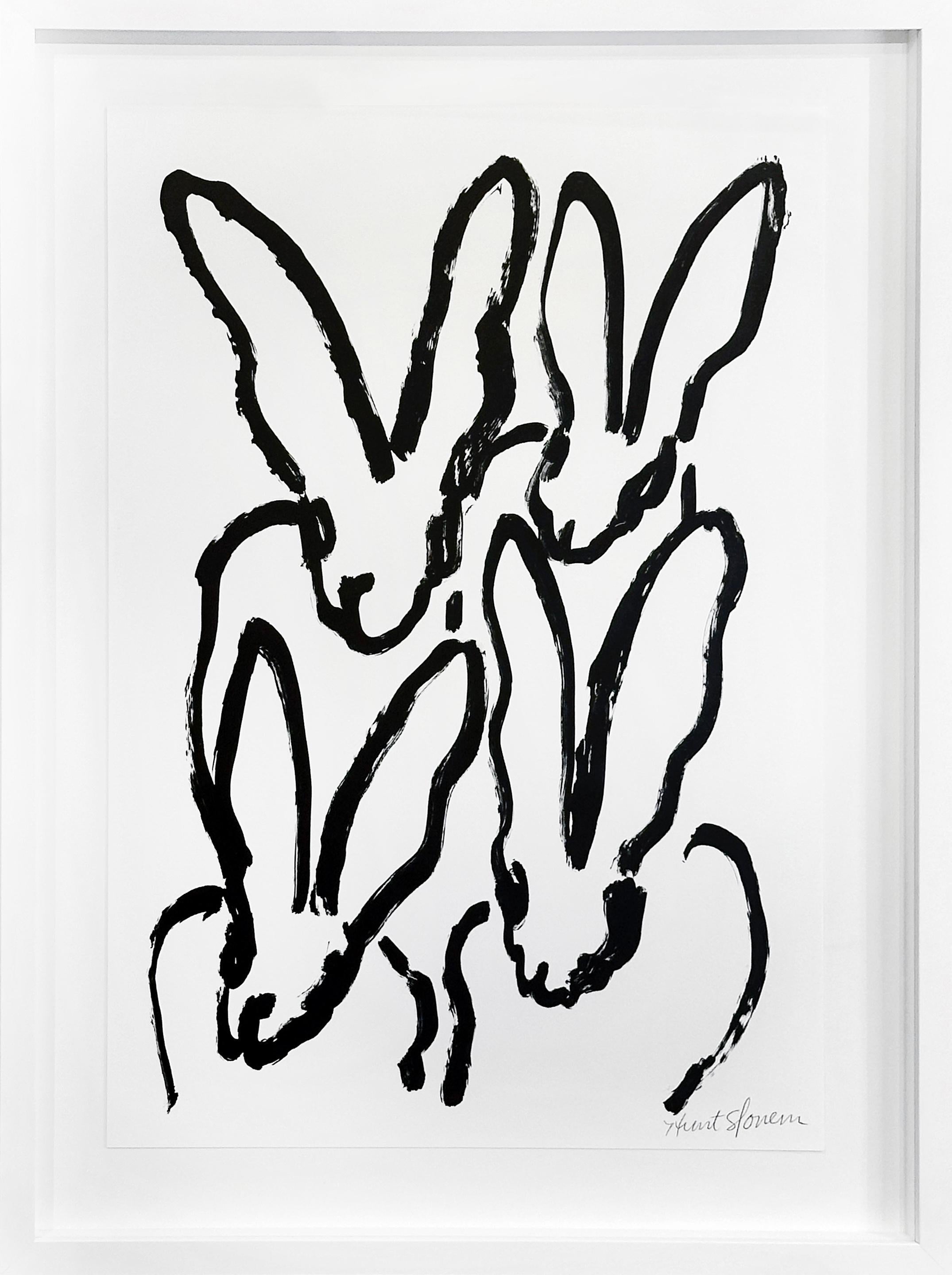 Hunt Slonem Animal Print - White Bunnies I
