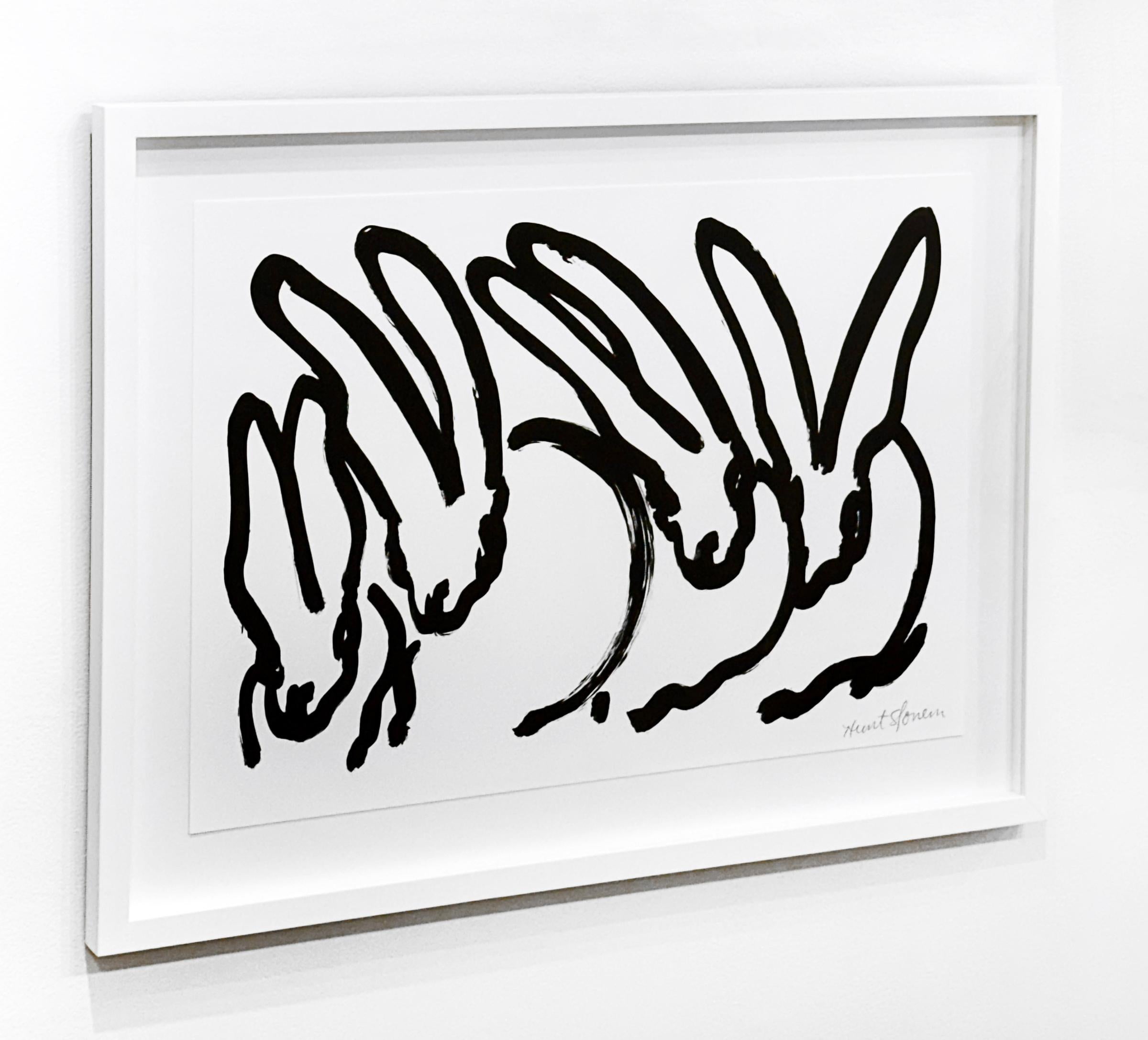 White Bunnies II - Contemporary Print by Hunt Slonem