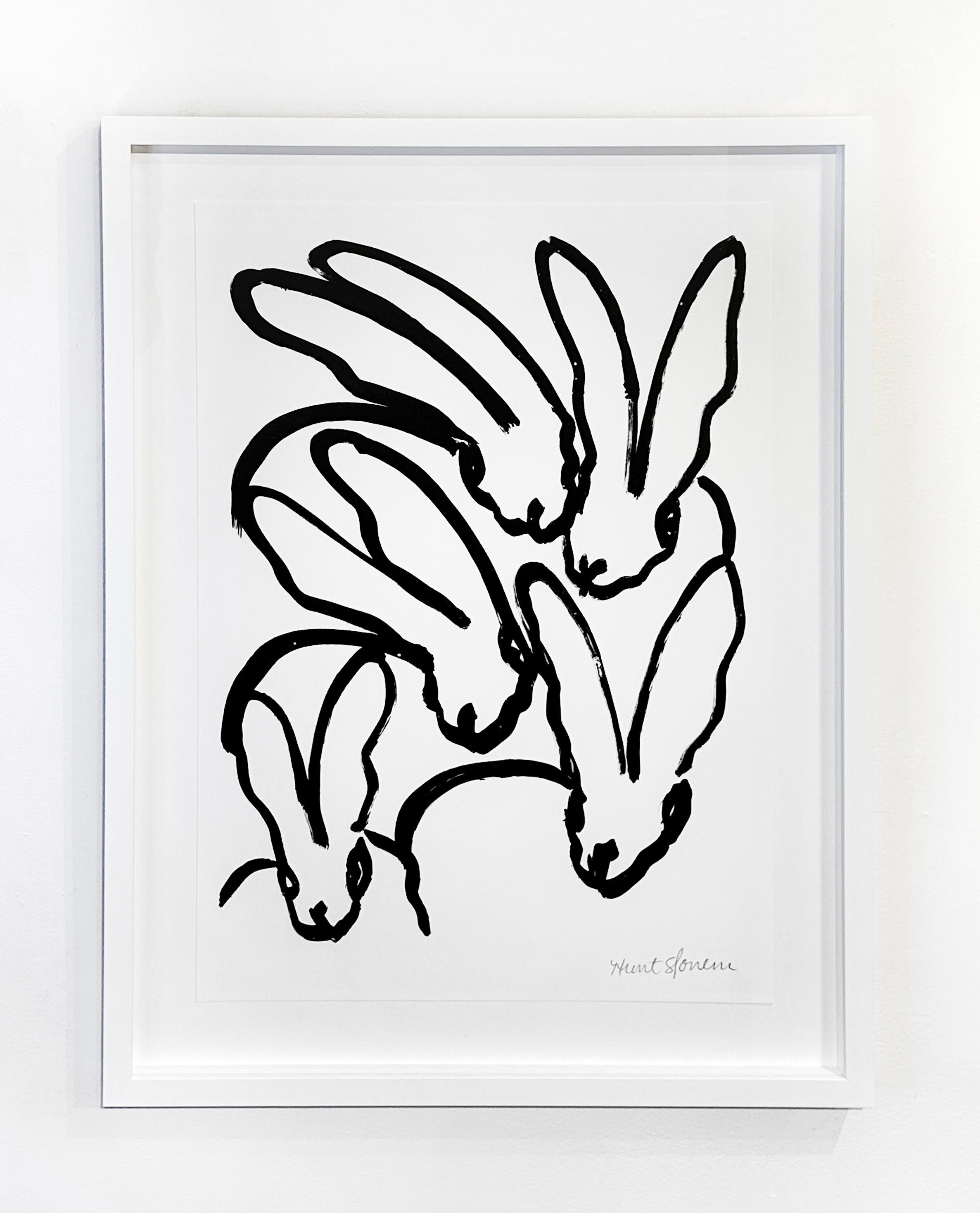 White Bunnies VI - Contemporary Print by Hunt Slonem