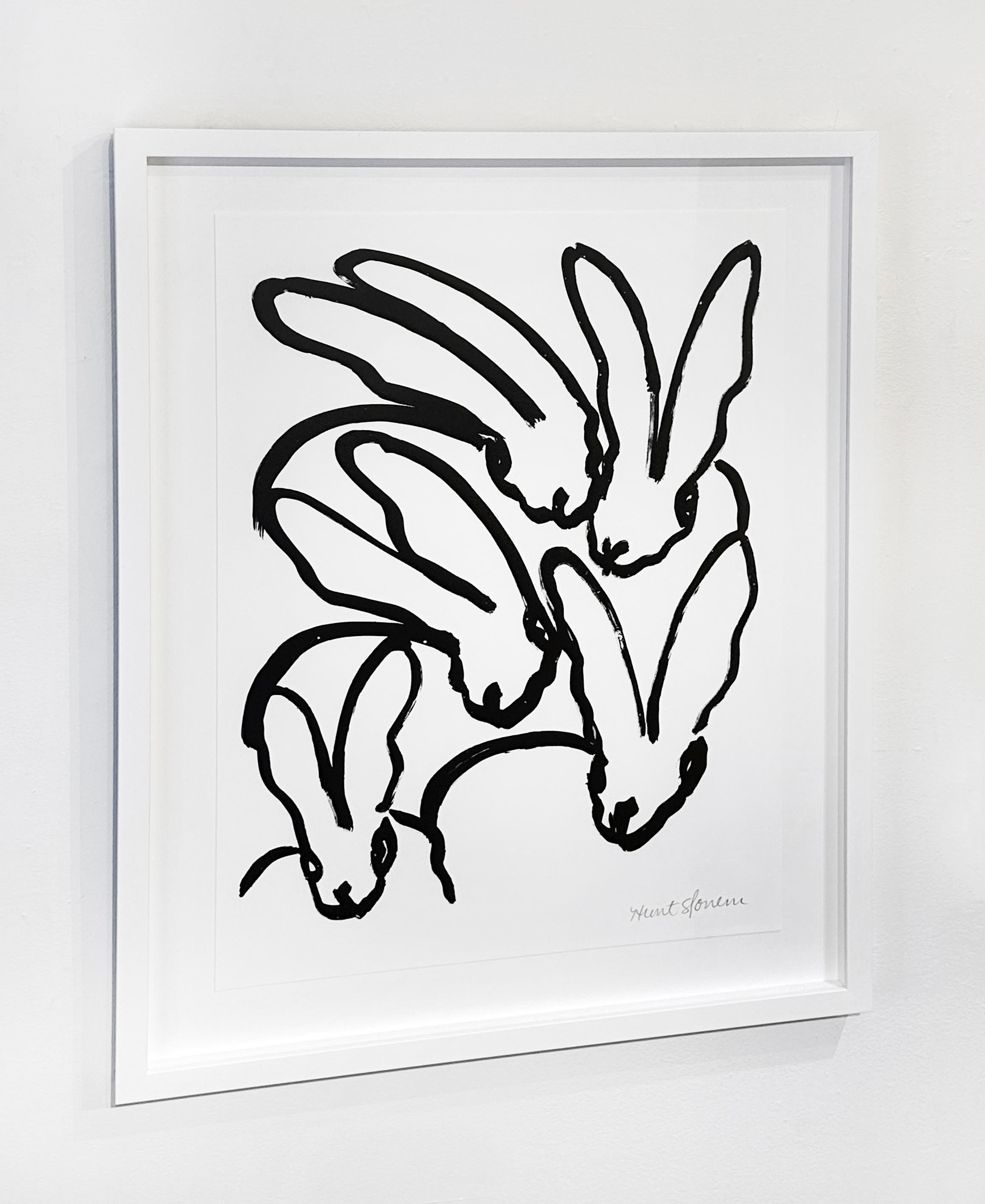 White Bunnies VI - Contemporary Print by Hunt Slonem