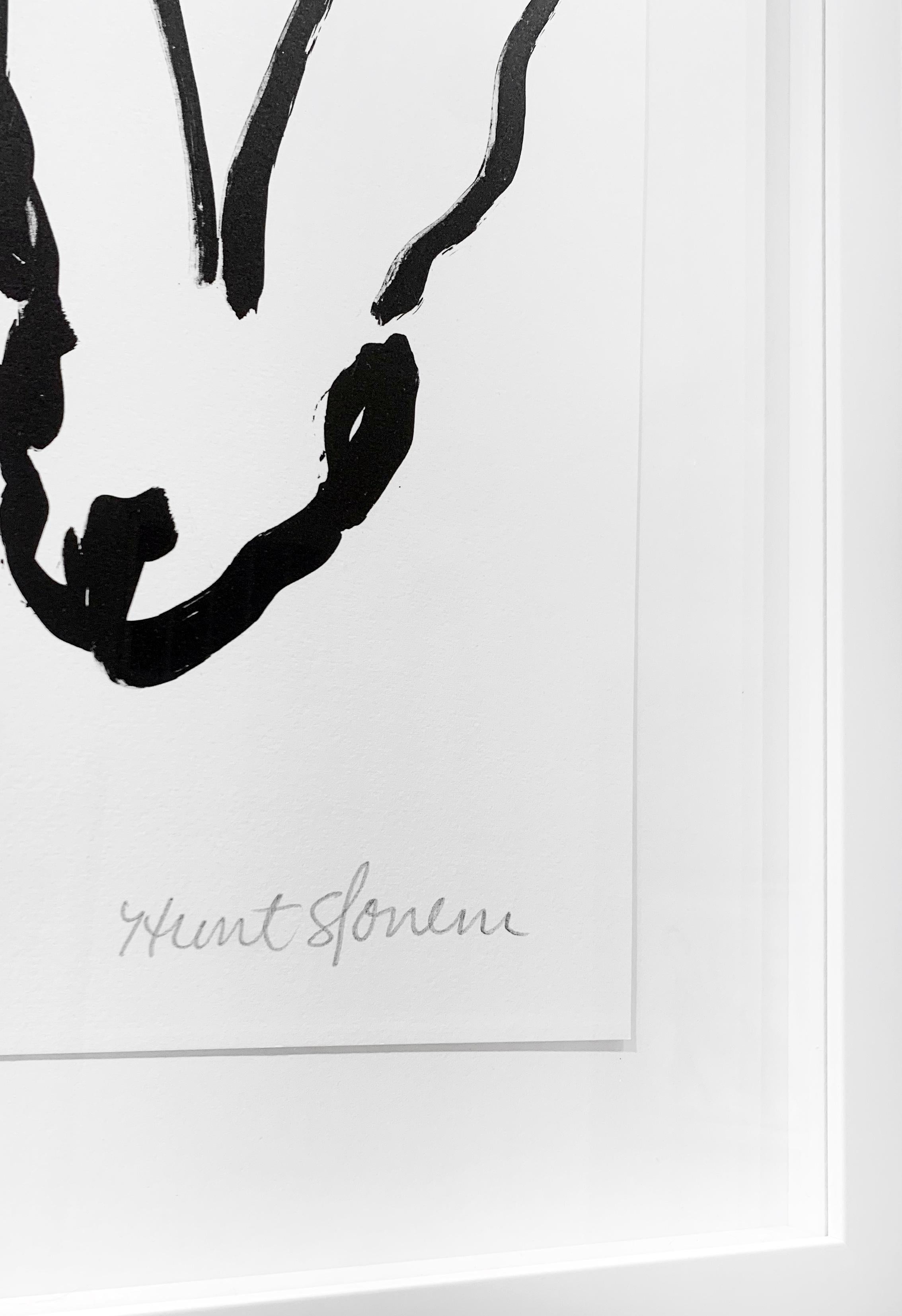 White Bunnies VI - Gray Animal Print by Hunt Slonem
