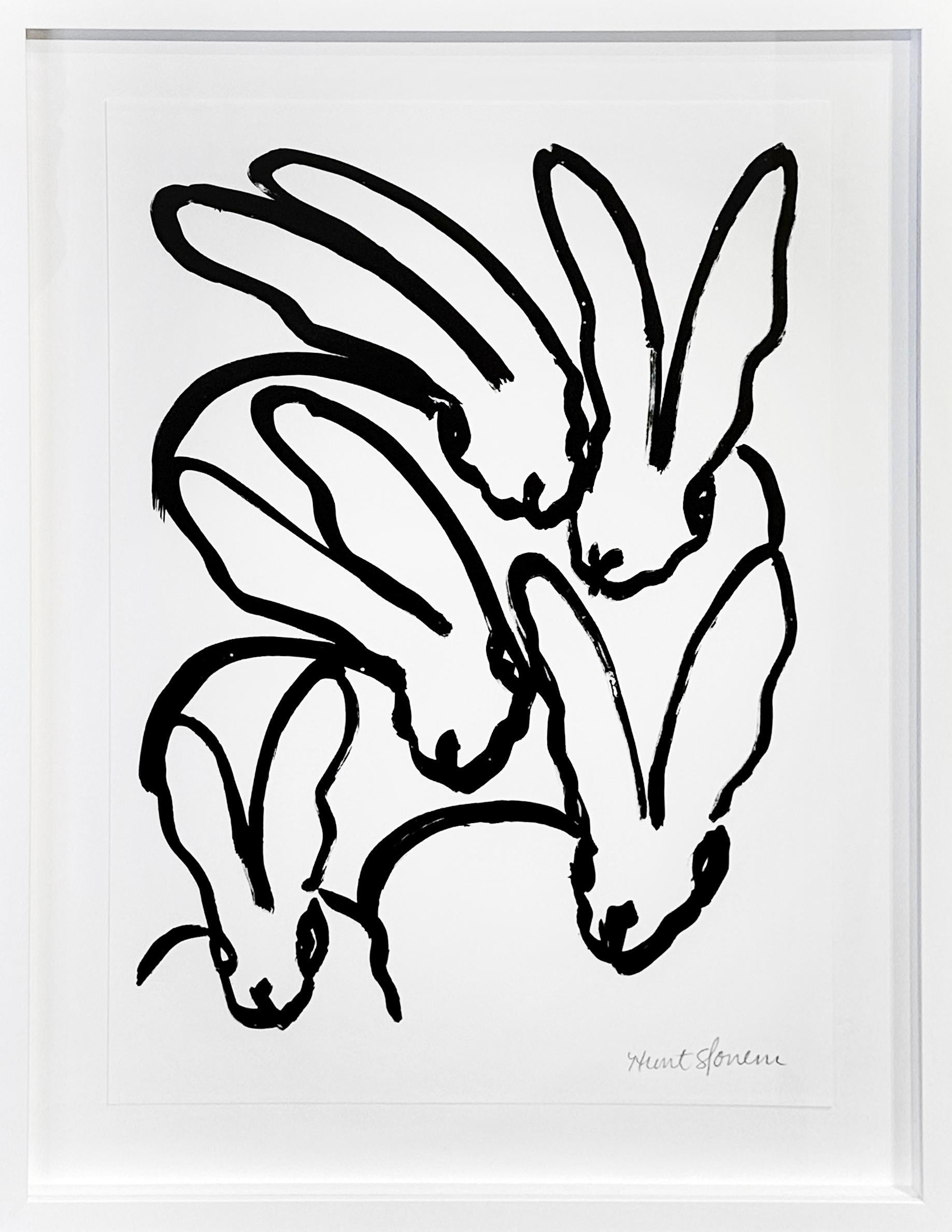 Weiße Hasen VI – Print von Hunt Slonem