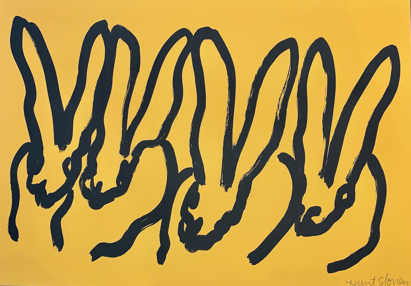 Yellow Bunnies - Contemporary Print by Hunt Slonem