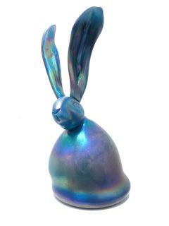 "Bella" Unique Glass Blown Sculpture in an Iridescent Turquoise Green Color