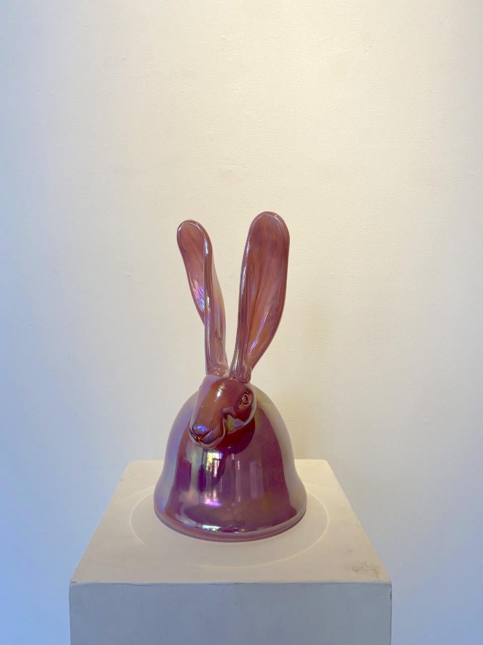 Blush Pink Bunny - Sculpture by Hunt Slonem