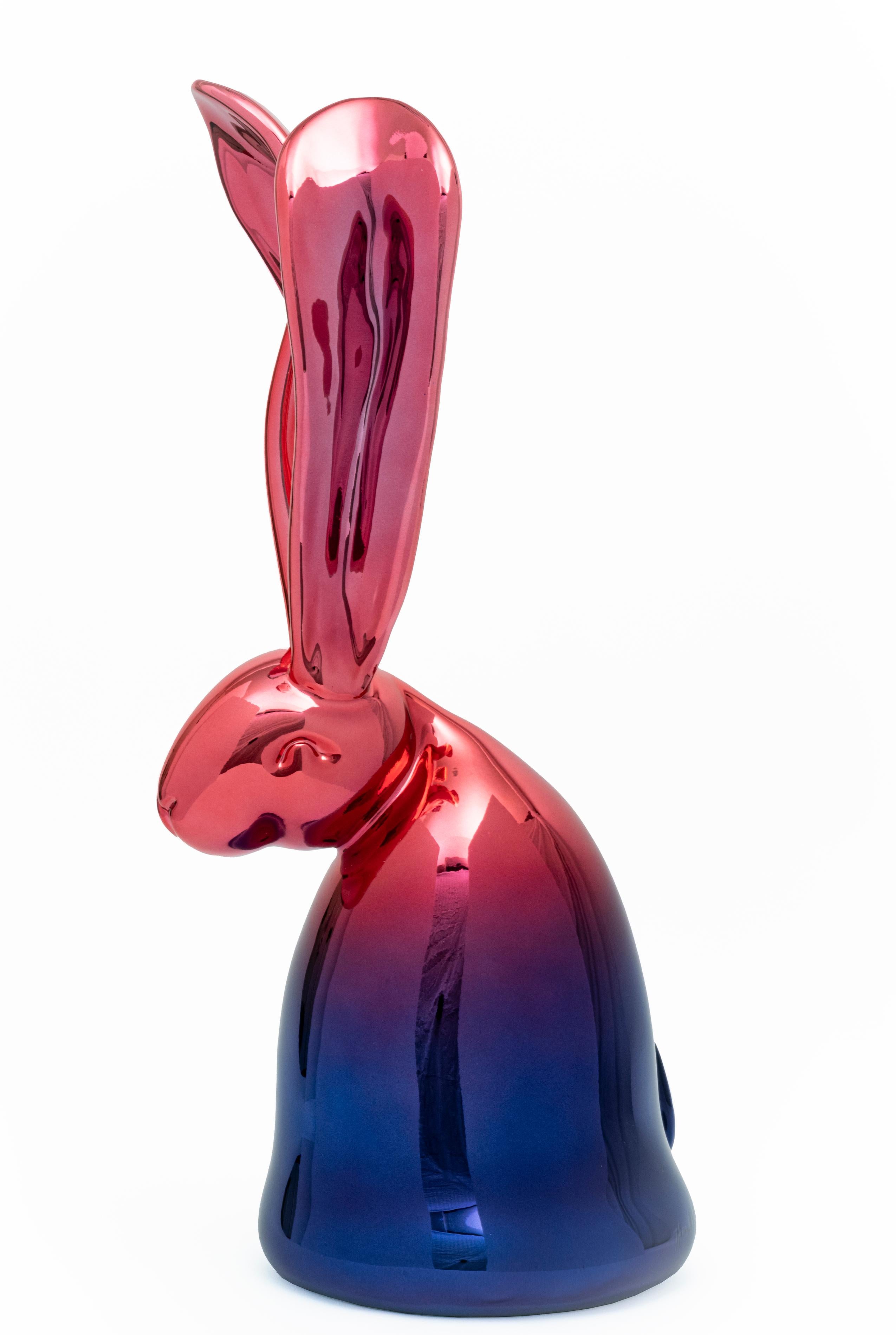 Bronze Blue Pink Ombre Bunny - Contemporary Sculpture by Hunt Slonem