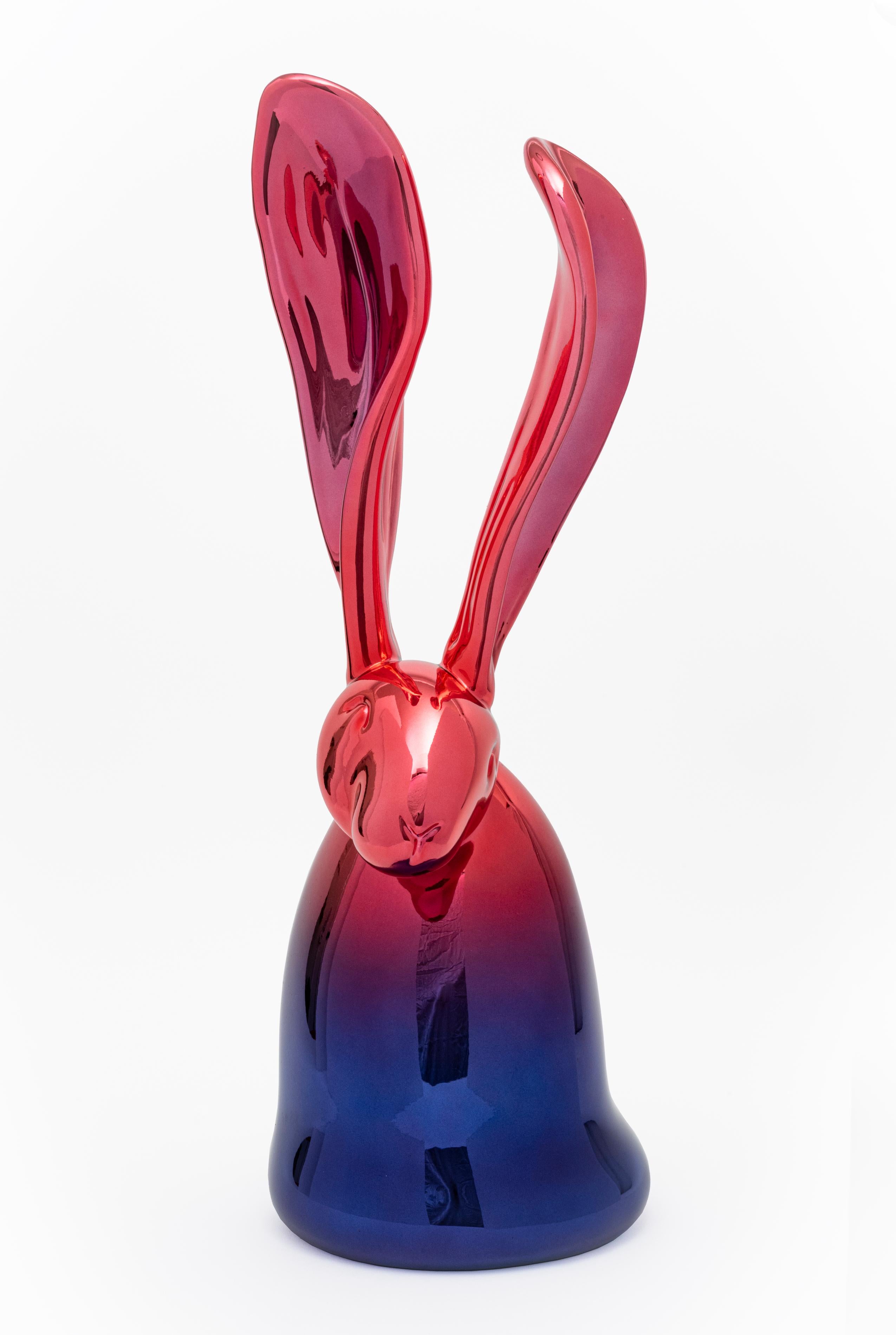 Bronze Blue Pink Ombre Bunny - Sculpture by Hunt Slonem