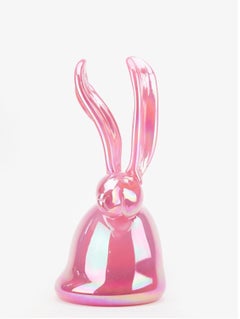 Lapin rose en verre