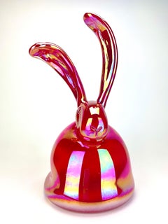 Hunt Slonem Aztec Lily Hand Blown Glass Bunny Contemporary Art Sculpture