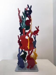 Hunt Slonem Bunnies aluminum sculpture 'Untitled'