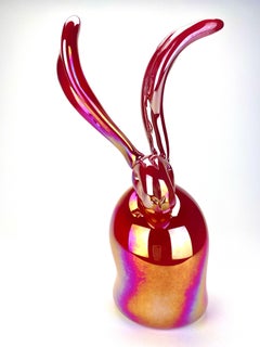 Hunt Slonem Burning Bush Hand Blown Glass Bunny Contemporary Art Sculpture