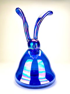 Hunt Slonem Cat Violets Hand Blown Glass Bunny Contemporary Art Sculpture