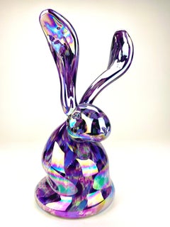 Hunt Slonem Cattleya V Hand Blown Glass Bunny Contemporary Art Sculpture
