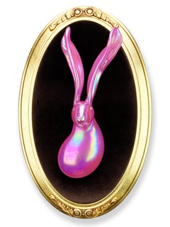 Hunt Slonem Chalmers Salon Bust Blown Glass Bunny Wall Mounted Sculpture