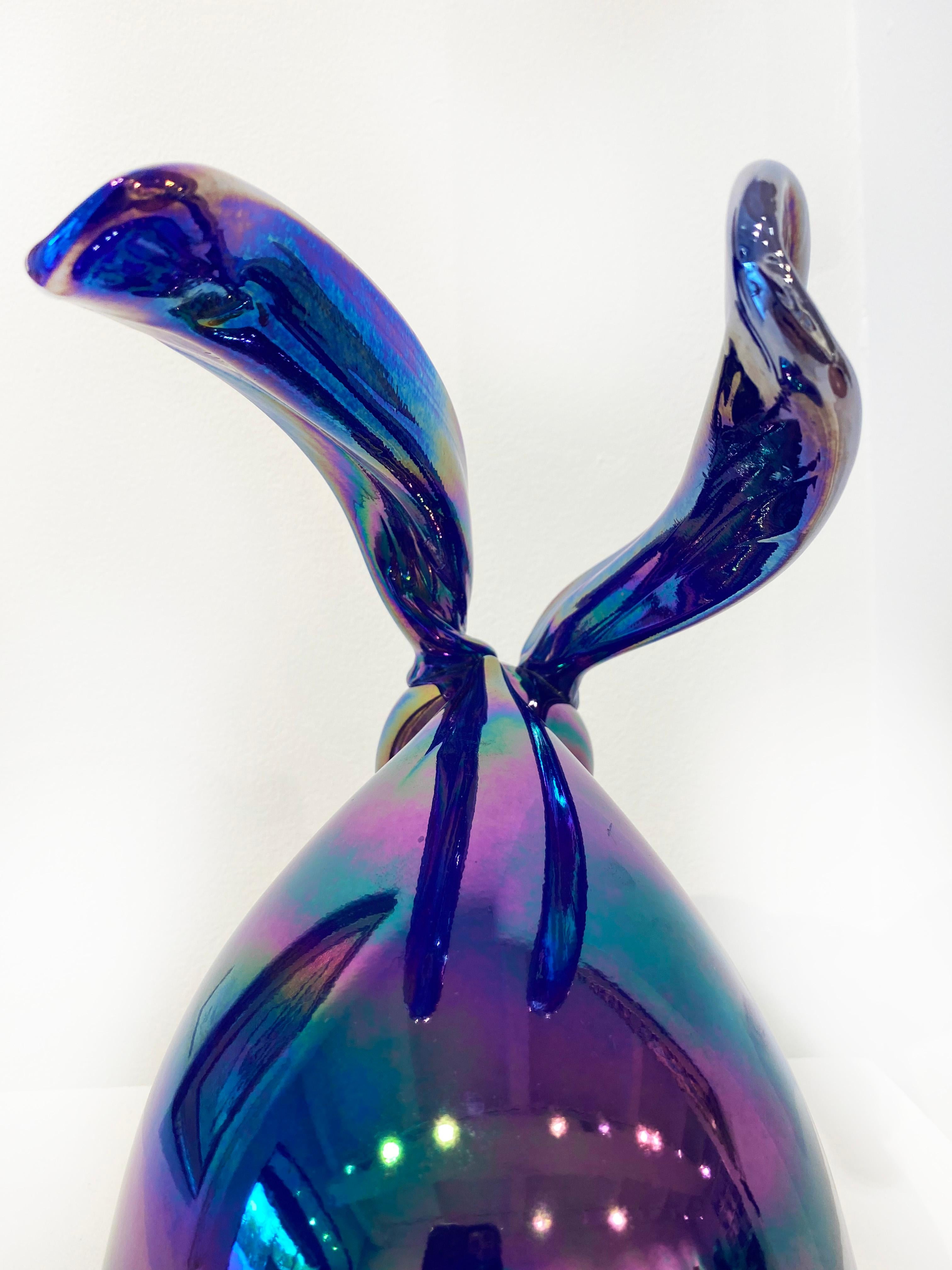 Hunt Slonem Indigo Glass Bunny Sculpture 'Jose' 1