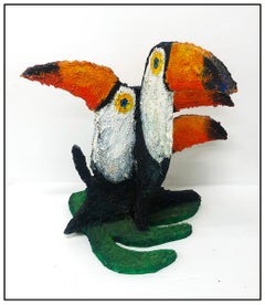 Hunt Slonem Original Painting Wood Sculpture Birds Toucans Parrot Signed Artwork