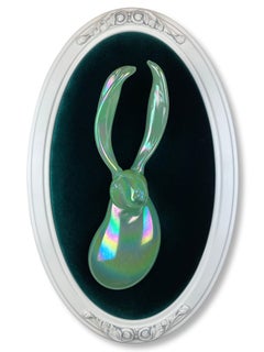 Hunt Slonem Sigrid Salon Bust Blown Glass Bunny Wall Mounted Sculpture