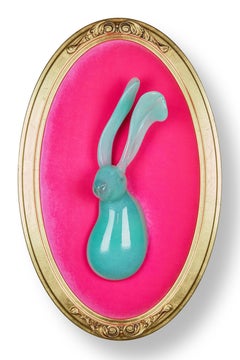 Melba "Bunny Sculpture" Blown glass bust and upholstered frame.
